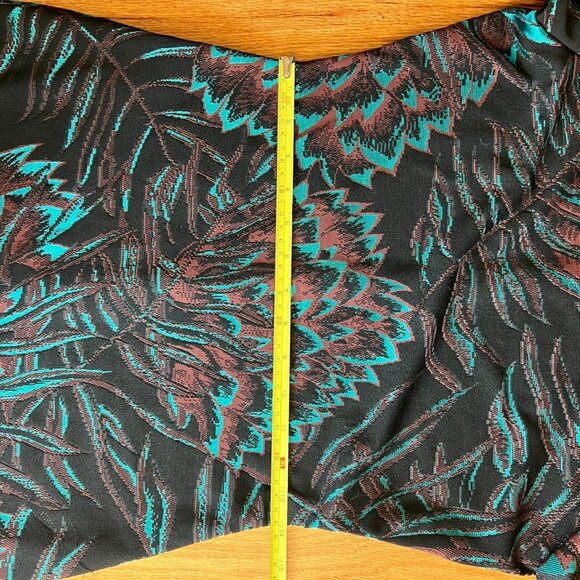 Mara Hoffman Herbarium Jacquard Teal Brown Gold Fitted Bodycon Long Sleeve Dress - Picture 5 of 8